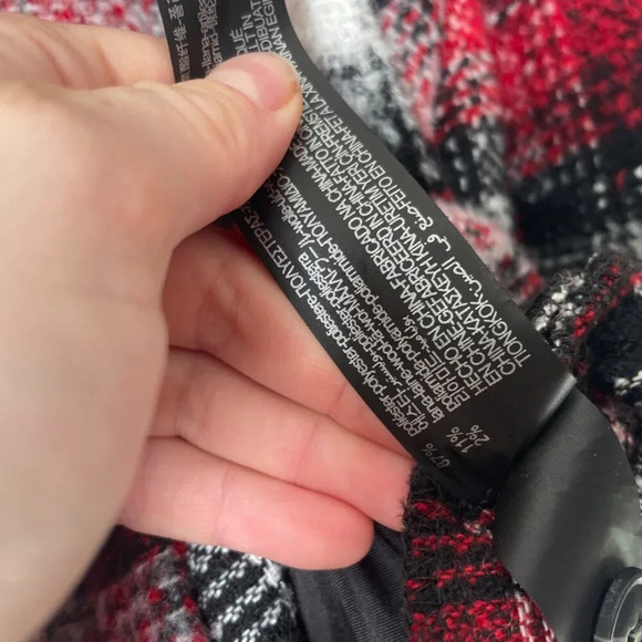 Zara Plaid Overshirt Longline Shacket Jacket Coat NWT Red White Size Medium - Picture 11 of 11